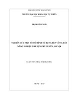 Nghiên cứu một số mô hình sử dụng bền vững đất nông nghiệp ở huyện phú xuyên, hà nội 