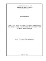 Phát triển tư duy sáng tạo cho học sinh trong dạy học chương “khối đa diện và thể tích của chúng” lớp 12 trung học phổ thông 