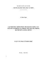 Lập phương trình xác định hàm lượng các nguyên tố phóng xạ trong các mẫu đất đá trong hệ phổ kế gamma ORTEC 