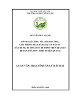 Đánh Giá Công Tác Bồi Thường, Giải Phóng Mặt Bằng Dự Án Đầu Tư Xây Dựng Đường Hồ Chí Minh