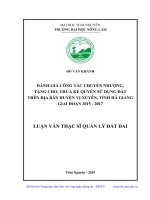 Đánh Giá Công Tác Chuyển Nhượng, Tặng Cho, Thừa Kế Quyền Sử Dụng Đất Trên Địa Bàn Huyện Vị Xuyên