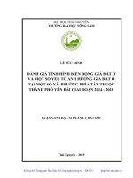Đánh Giá Tình Hình Biến Động Giá Đất Ở Và Một Số Yếu Tố Ảnh Hưởng Giá Đất Ở Tại Một Số Xã, Phường