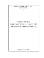 TÀI LIỆU BỒI DƯỠNG NGHIỆP VỤ BÍ THƯ CHI BỘ VÀ CHI ỦY VIÊN TRONG ĐẢNG BỘ ĐẠI HỌC THÁI NGUYÊN