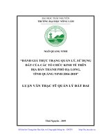 Đánh Giá Thực Trạng Quản Lý, Sử Dụng Đất Của Các Tổ Chức Kinh Tế Trên Địa Bàn Thành Phố Hạ Long