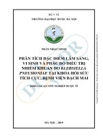 PHÂN TÍCH ĐẶC ĐIỂM LÂM SÀNG, VI SINH VÀ PHÁC ĐỒ ĐIỀU TRỊ NHIỄM KHUẨN DO KLEBSIELLA PNEUMONIAE TẠI KHOA HỒI SỨC TÍCH CỰC, BỆNH VIỆN BẠCH MAI