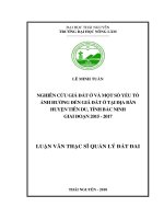 Nghiên Cứu Giá Đất Ở Và Một Số Yếu Tố Ảnh Hưởng Đến Giá Đất Ở Tại Địa Bàn Huyện Tiên Du