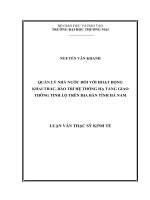 Quản lý nhà nước đối với  đối với hệ thống kết cấu hạ tầng giao thông tỉnh lộ trên địa bàn tỉnh Hà Nam