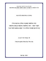 Ứng dụng công nghệ thông tin trong hoạt động thông tin thư viện tại viện khoa học và công nghệ quân sự 