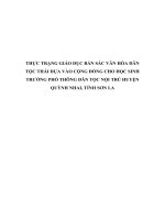 THỰC TRẠNG GIÁO dục bản sắc văn hóa dân tộc THÁI dựa vào CỘNG ĐỒNG CHO học SINH TRƯỜNG PHỔ THÔNG dân tộc nội TRÚ HUYỆN QUỲNH NHAI, TỈNH sơn LA 