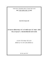 (Luận văn thạc sĩ) Áp dụng hình phạt tù có thời hạn từ thực tiễn Tòa án quận 7, thành phố Hồ Chí Minh