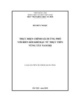 Thực hiện chính sách ứng phó với biến đổi khí hậu từ thực tiễn vùng tây nam bộ