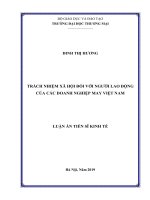 (Luận án tiến sĩ) Trách nhiệm xã hội đối với người lao động của các doanh nghiệp may Việt Nam
