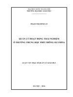Quản lý hoạt động trải nghiệm ở trường trung học phổ thông olympia 