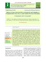 Influence of vigore and tab-sil (SiO2) on productivity and profitability of transplanted rice (Oryza sativa L.) under southern dry zone of Karnataka