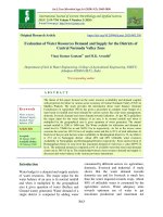 Evaluation of water resources demand and supply for the districts of central Narmada valley zone