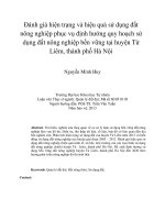 Đánh giá hiện trạng và hiệu quả sử dụng đất nông nghiệp phục vụ định hướng quy hoạch sử dụng đất nông nghiệp bền vững tại huyện từ liêm, thành phố hà nội 