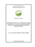 Giải pháp kết nối cung cầu tín dụng ngân hàng nhằm thúc đẩy tái cơ cấu ngành nông nghiệp trên địa bàn xã phú đình, huyện định hóa tỉnh thái nguyên 