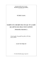 Nghiên cứu chế biến trà túi lọc từ lá khổ qua rừng giàu hoạt chất Saponin