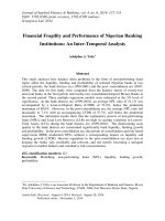 Financial fragility and performance of Nigerian banking institutions: An inter-temporal analysis