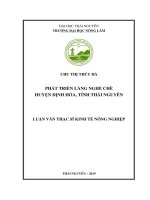 Phát triển làng nghề chè huyện định hóa, tỉnh thái nguyên 