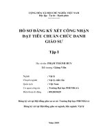 HỒ SƠ ĐĂNG KÝ XÉT CÔNG NHẬN ĐẠT TIÊU CHUẨN CHỨC DANH GIÁO SƯ