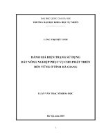 Đánh giá hiện trạng sử dụng đất nông nghiệp phục vụ cho phát triển bền vững ở tỉnh hà giang 
