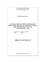 Kế hoạch truyền thông thương hiệu WTW  MJK cho công ty Xylem Analytics trên thị trường Việt Nam giai đoạn 2016  2018