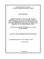 Nghiên cứu khả năng hấp thụ một số kim loại nặng (as, pb, cd, zn) trong đất của cây sậy (phragmites australis) và ứng dụng xử lý đất bị ô nhiễm kim loại nặng sau khai thác khoáng sản tại tỉnh thái nguyên 