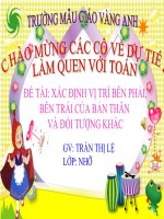 Tiet 18 dạy bé học toán xac dinh vi tri ben phai ben trai cua ban than va doi tuong khac 