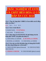 TRẮC NGHIỆM VỀ ESTE VÀ CHẤT BÉO HÓA 12 CÓ ĐÁP ÁN CỰC HAY