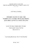 Tìm hiểu nguồn tư liệu cho nghiên cứu văn học trung đại trong lịch triều tạp kỷ của ngô cao lãng 