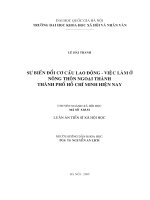 Sự biến đổi cơ cấu lao động   việc làm ở nông thôn ngoại thành thành phố hồ chí minh hiện nay 