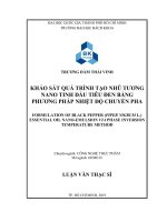 Khảo sát quá trình tạo nhũ tương Nano tinh dầu tiêu đen bằng phương pháp nhiệt độ chuyển pha