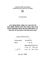 Xác định đồng thời các nguyên tố đất hiếm trong mẫu địa chất việt nam bằng phương pháp quang phổ pháp xạ nguyên tử plasma cảm cứng(ICP  AES) 