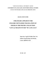 STRATEGIES APPLIED IN THE ENGLISH-VIETNAMESE TRANSLATION OF POEMS IN THE POETRY COLLECTION “LOVE & MISADVENTURE” BY LANG LEAV