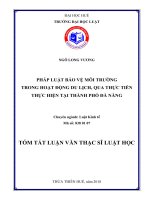 Pháp Luật Bảo Vệ Môi Trường Trong Hoạt Động Du Lịch, Qua Thực Tiễn Thực Hiện Tại Thành Phố Đà Nẵng