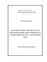 Quản trị huy động vốn tiền gửi tại Ngân hàng Thương mại Cổ phần Đầu tư và Phát triển Việt Nam  Chi nhánh Hà Nam