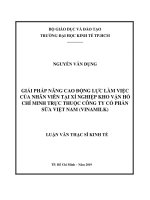 Giải pháp nâng cao động lực làm việc của nhân viên tại xí nghiệp kho vận hồ chí minh trực thuộc công ty cổ phần sữa việt nam (vinamilk) 