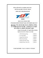 ỨNG DỤNG BIG DATA TRONG CÔNG TY TNHH MASAN NUTRI  SCIENCE VÀ MỘT SỐ CÔNG CỤ PHÂN TÍCH DỮ LIỆU