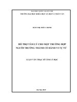 Hỗ trợ tâm lý cho một trường hợp người trưởng thành có hành vi tự tử = Psychological support for a case of an adult having suicidal behaviour