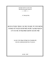 Quản lý đấu thầu các dự án đầu tư xây dựng cơ bản từ ngân sách nhà nước tại Ban Quản lý các dự án Đại học Quốc gia Hà Nội.