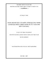 Đảng bộ huyện vân đồn (tỉnh quảng ninh) lãnh đạo phát triển kinh tế từ năm 1994 đến năm 2012 