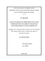 Nghiên cứu về thành ngữ có chứa các từ chỉ thời tiết trong tiếng Anh và tiếng Việt nhìn từ góc độ văn hóa