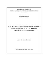 Phân tích hành vi khách hàng hướng đến phân khúc thị trường từ dữ liệu bigdata  trường hợp của sacombank 
