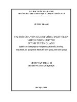 Vai trò của vốn xã hội với sự phát triển nguồn nhân lực trẻ ở tỉnh Tuyên Quang
