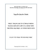 THỰC TRẠNG QUẢN LÍ HOẠT ĐỘNG NGOÀI GIỜ LÊN LỚP CỦA SINH VIÊN TRƯỜNG ĐẠI HỌC AN NINH NHÂN DÂN