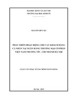 Phát triển hoạt động cho vay khách hàng cá nhân tại ngân hàng thương mại cổ phần việt nam thương tín chi nhánh hà nội 
