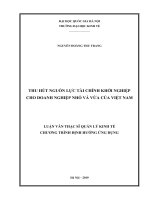Thu hút nguồn lực tài chính khởi nghiệp cho doanh nghiệp nhỏ và vừa của việt nam 