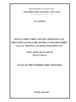 Quản lý phát triển chương trình đào tạo theo tiếp cận quan hệ trường và doanh nghiệp tại các trường cao đẳng tỉnh đồng nai 