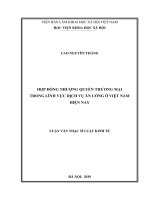 Hợp Đồng Nhượng Quyền Thương Mại Trong Lĩnh Vực Dịch Vụ Ăn Uống Ở Việt Nam Hiện Nay